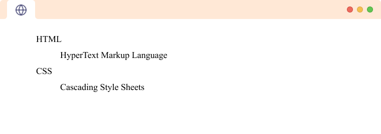 HTML Description List An HTML Description list with 2 definitions